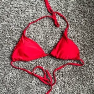 Red Halter Triangle Bikini Top